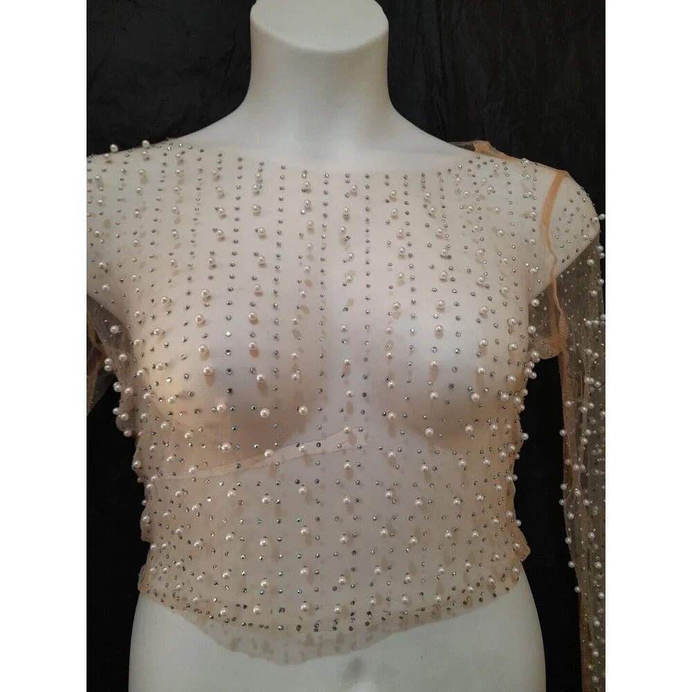 Windsor Rhinestone And Pearl Sheer Top